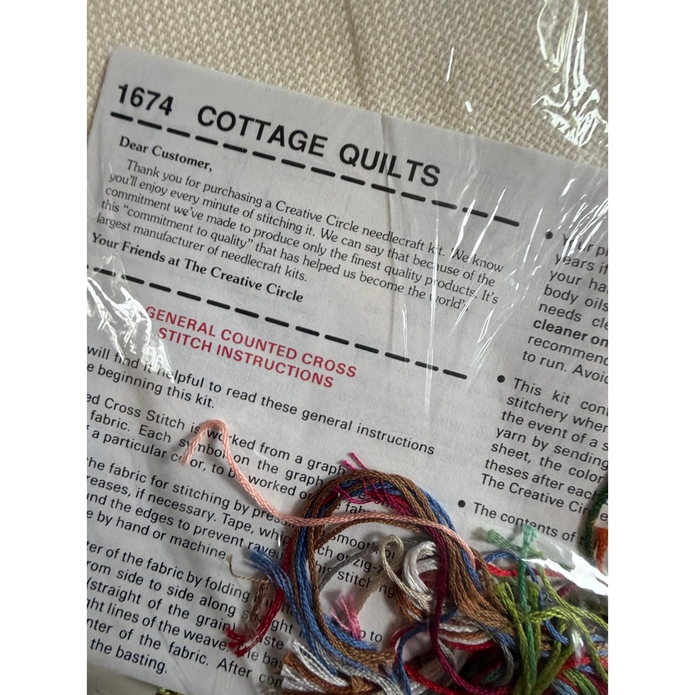 VTG Cottage Quilts Cross Stitch Kit Amish Country The Creative Circle - Picture 6 of 10